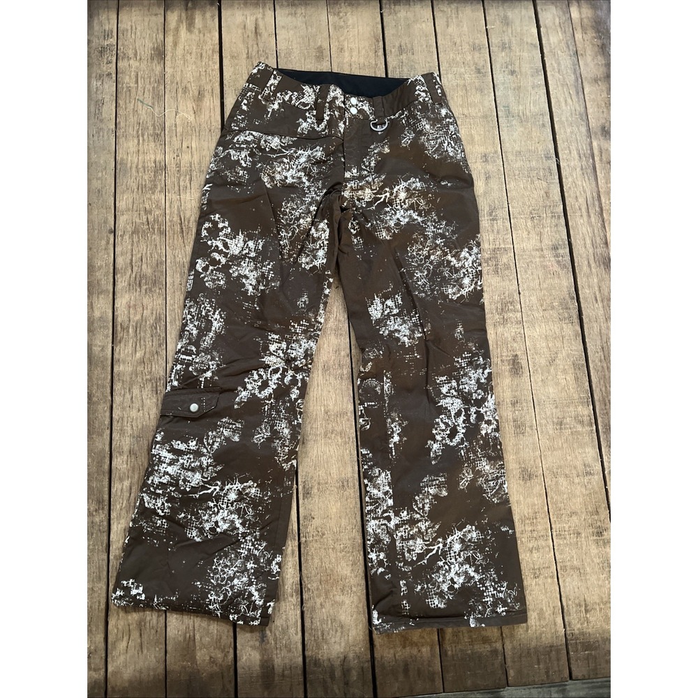 Nils Women's Insulated Ski Snowboard Pants Small Brown Snap Pockets